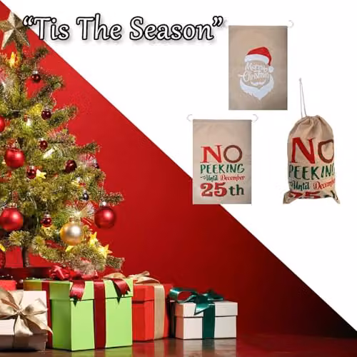 VFM e-Store Christmas Santa Sack in Assorted Multicolour Designs, W 70 cm x H 50 cm – 4