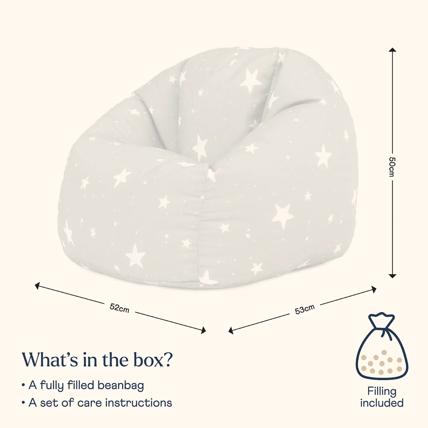 icon Kids Starry Skies Bean Bag Chair in Grey Water-Repellent Fabric – 3