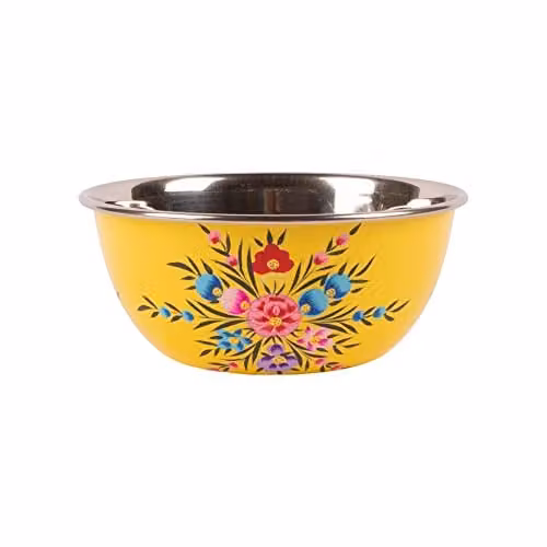 Billy Can Floral Stainless Steel Cereal Bowl in Yellow, 18.5 cm – 1