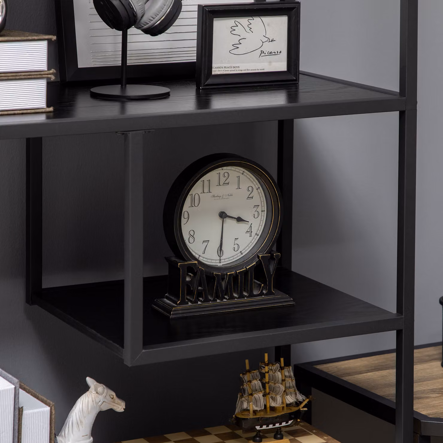 HOMCOM Industrial 7 Tier Accent Display Rack and Bookcase in Black – 8
