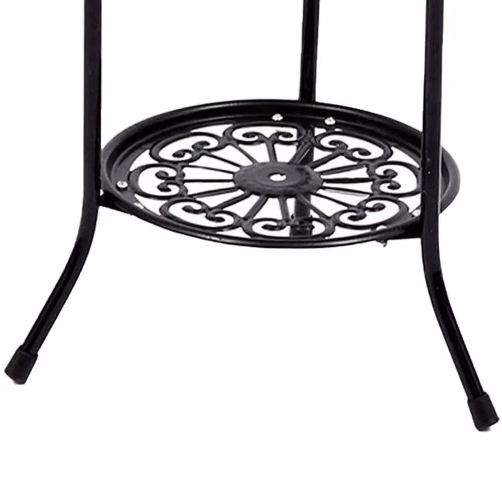 KORVIXA 2 Tier Metal Plant Pot Holder Flower Stand in Black, W/D/H: 50 x 30 x 50 cm – 4