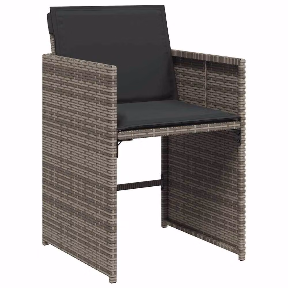 Berkfield Home Garden Modern Polyrattan Dining Set in Grey and Brown with Acacia Wood – 3
