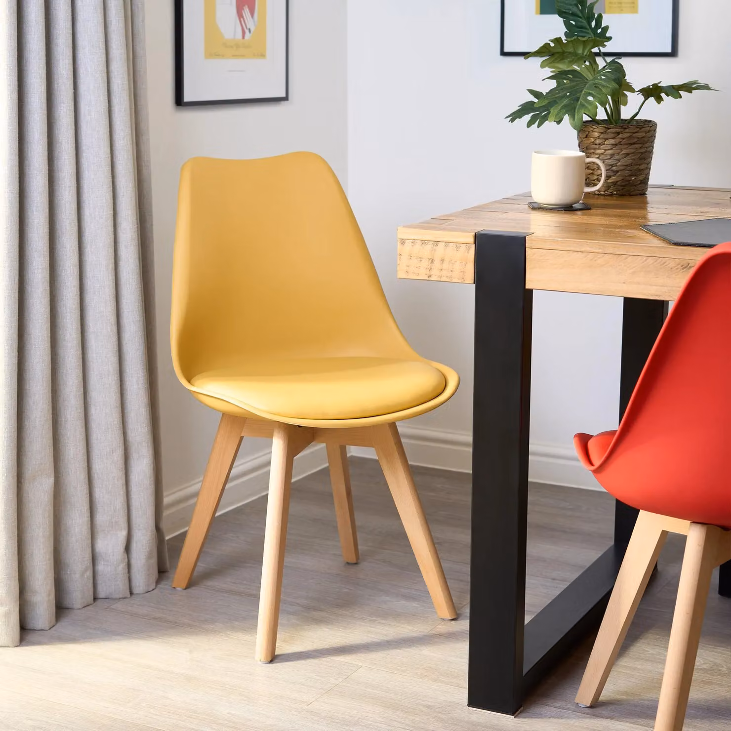 Bravich LTD Rocco Tulip Dining Chair in Mustard, Set of 4 – 3