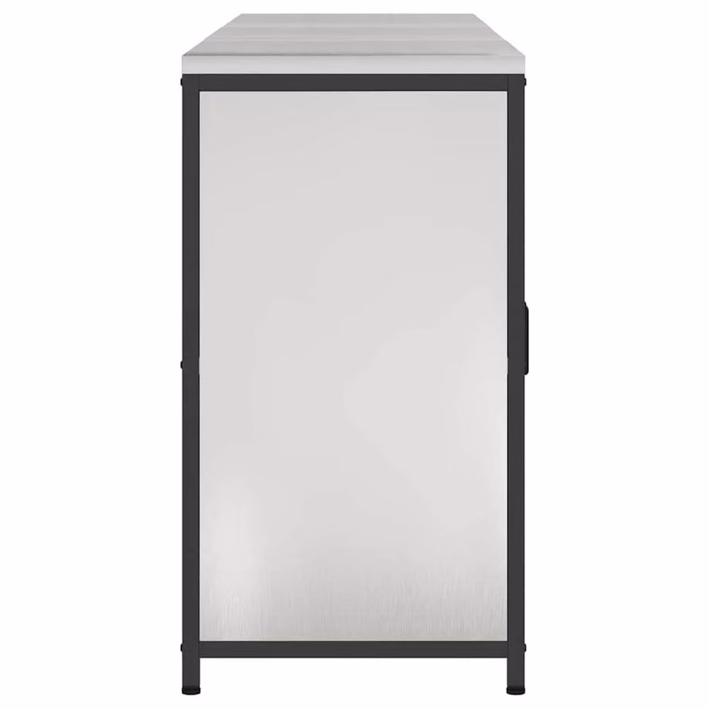 Berkfield Home Modern 3-Piece Kitchen Storage Unit with Open Shelves and Hinged Doors in Silver Stainless Steel – 4