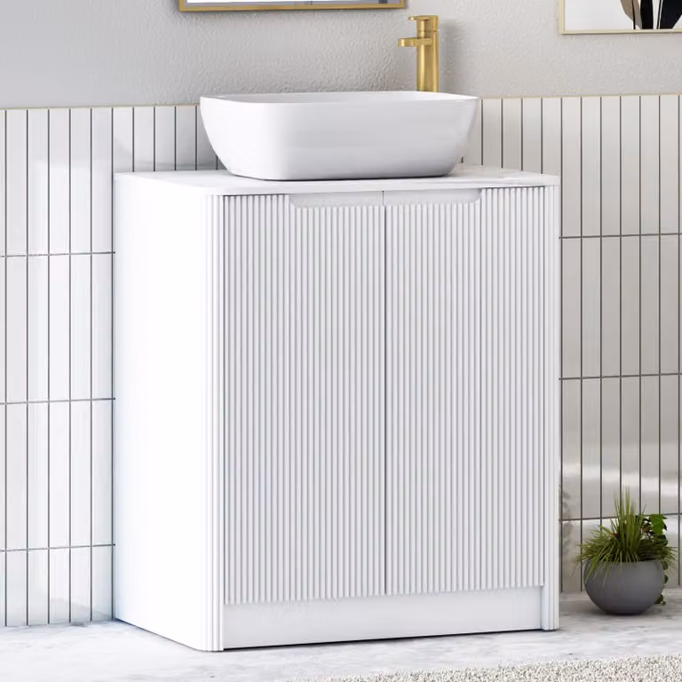 Royal Bathrooms Avenza 800mm Matt White Floor Standing 2 Door Vanity Unit with Elva Basin