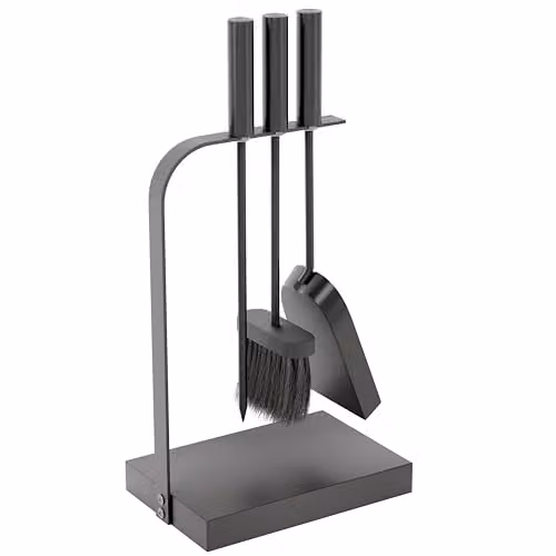 Fire Vida Aston 4-Piece Metal Fire Companion Set in Black and Grey – 1