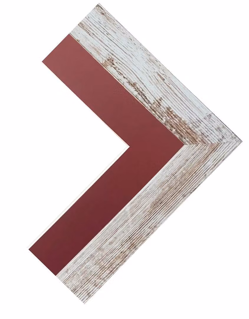 Frames & Mirrors 4U Metro Rectangular Picture Frame in Distressed White with Red Mount, A4 Size (21 x 29.7 cm) – 2