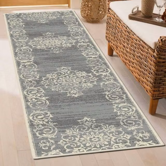 runrug Bayeux Hallway Carpet Runner Rug in Grey, W: 70 cm, L: 300 cm – 1