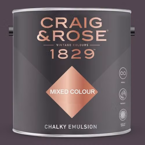 Craig & Rose 1829 Paint Stop Chalky Matt Emulsion in Damson Purple, 2.5 l