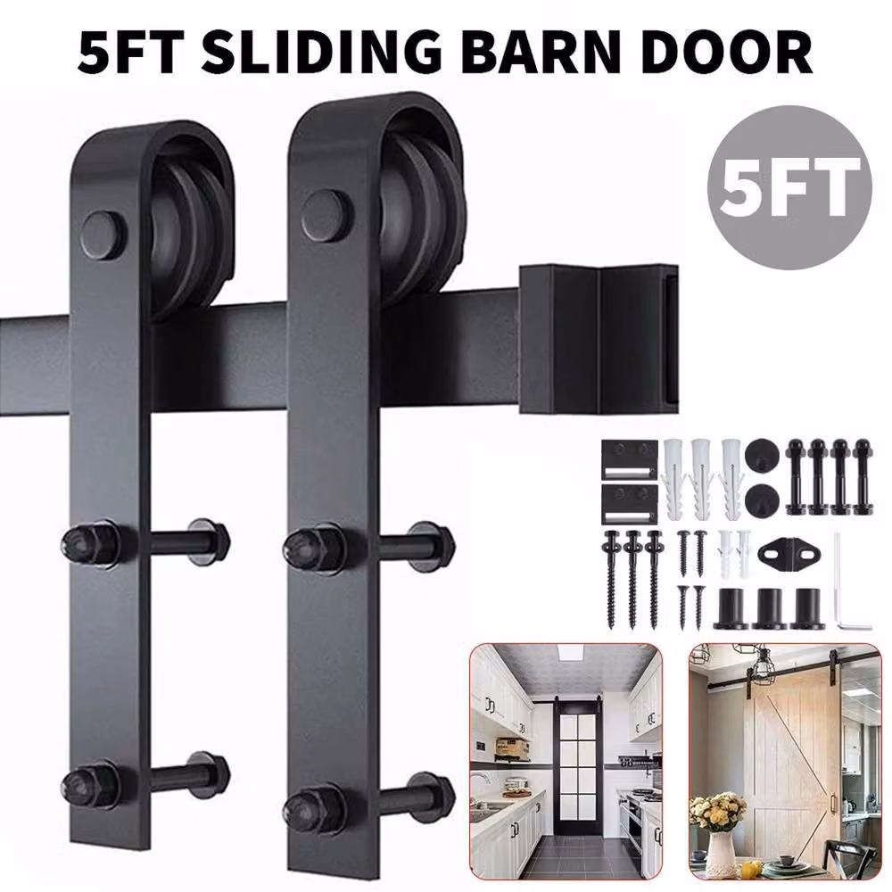 PAWNORA 5ft Sliding Barn Door Hardware Track in Matt Black Metal – 3