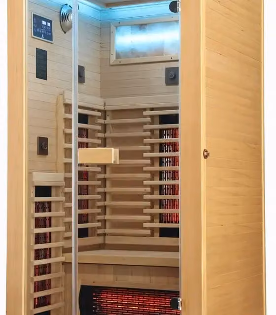 Professor Health HotBox1 1 Seater Infrared Indoor Hemlock Wood Sauna, Orange
