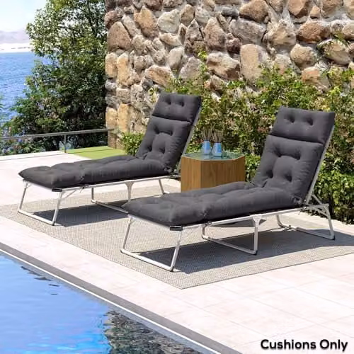 Outsunny Set of 2 Rectangular Sun Lounger Cushions in Grey, W/D/H: 190 x 56 x 10 cm – 6