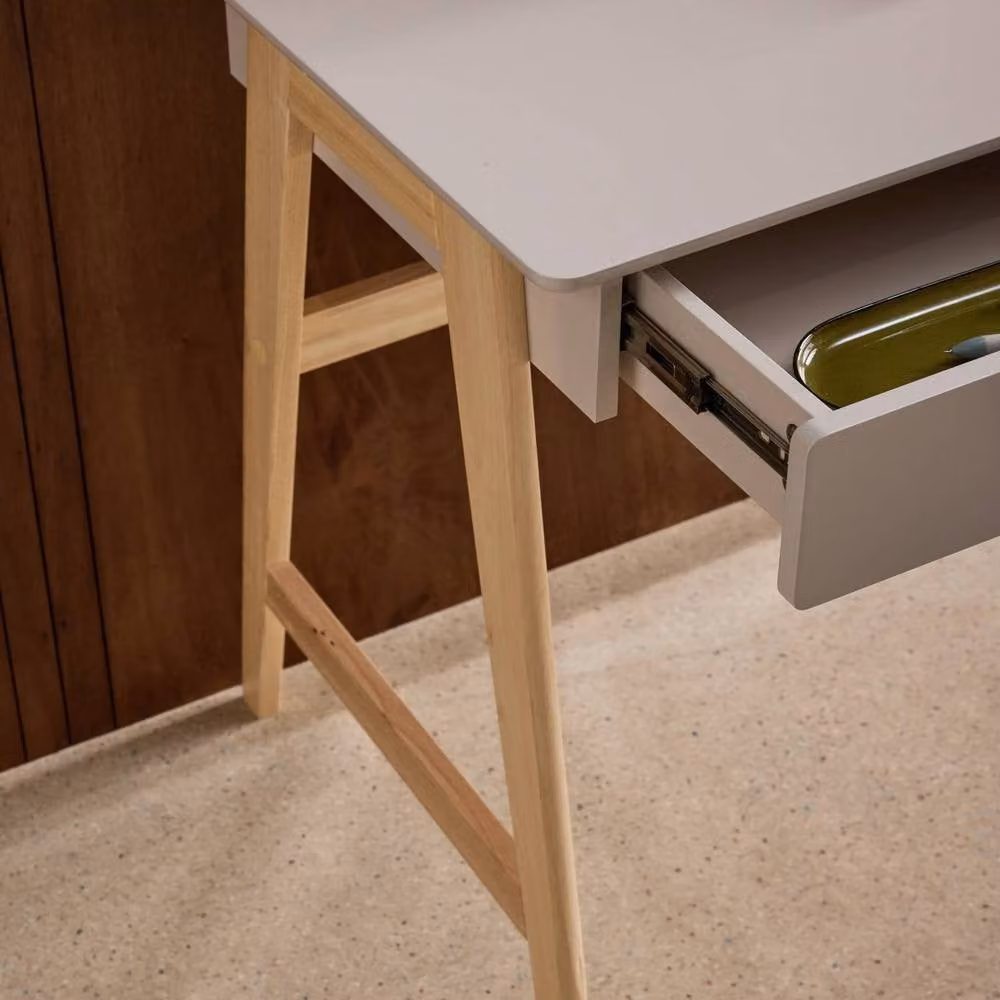 sweeek Scandinavian Writing Desk with 2 Drawers in Beige, W/D/H: 120 x 60 x 76 cm – 3