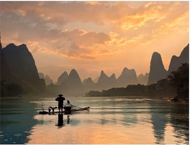 Yan Zhang Golden Li River Abstract Paper Poster in Grey and Multicolour – 1