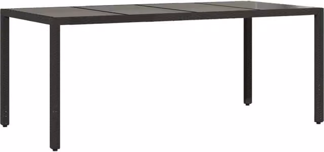 Berkfield Home Rectangular Garden Table with Glass Top in Black, W/D/H: 190 x 90 x 75 cm