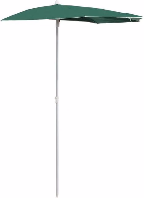 Berkfield Home Garden Green Half Parasol with Pole, W: 180 cm, D: 90 cm