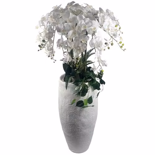 Leaf UK White Orchid Potted Artificial Plant Display, Height: 150 cm – 2