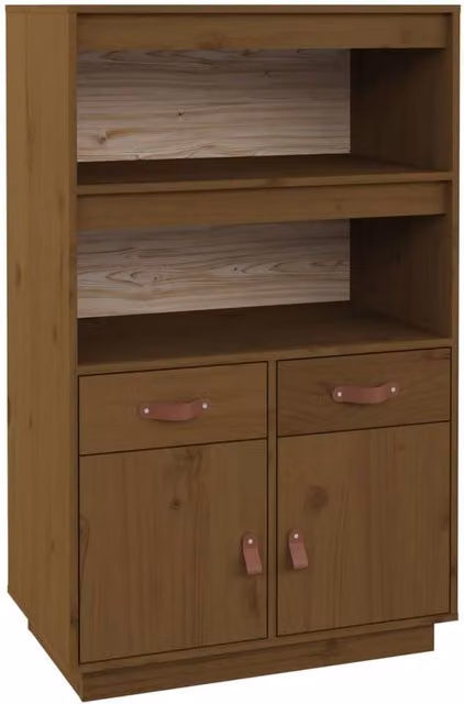 Berkfield Home Rustic Solid Wood Pine Highboard in Honey Brown, W/D/H: 67 x 40 x 108.5 cm