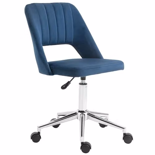 Vinsetto Modern Mid-Back Swivel Home Office Task Chair in Blue Velvet-feel Fabric, W/D/H: 60 x 60 x 91 cm – 1