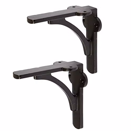 Hammer and Tongs Matt Black Curved Iron Shelf Bracket, Pack of 2 – 1