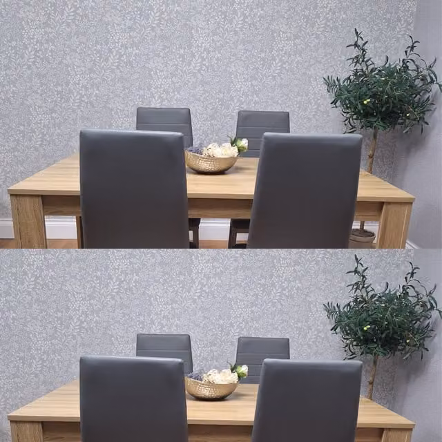 Kosy Koala Modern Rectangular Dining Set with MDF Laminate Table and 4 Metal Chairs in Grey, Black and Brown