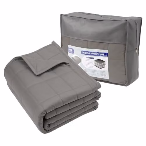 Harbour Housewares Grey Weighted Blanket with Storage Bag, 8kg, W/D/H: 200 x 150 x 1 cm