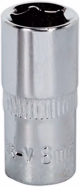 Loops 8mm Forged Steel 1/4 inch Square Drive Socket in Silver Chrome Vanadium