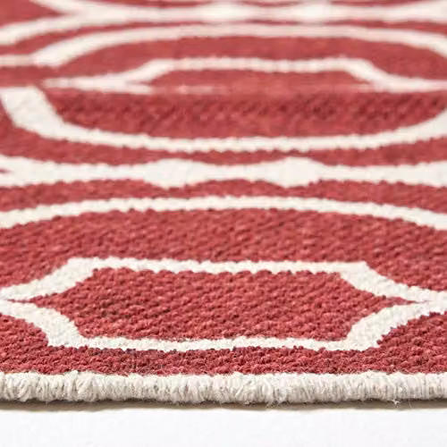 Homescapes Riga Geometric Printed Cotton Hallway Runner, Red and White, W: 66 cm, L: 200 cm – 5