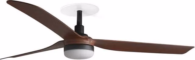 Netlighting Punt Recessed LED Ceiling Fan in Matt Black with Walnut Blades, 132 cm