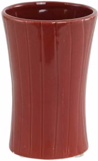 KDMD Red Vertically Grooved Ceramic Tabletop Pot, Pack of 3, Diameter: 13 cm – 1
