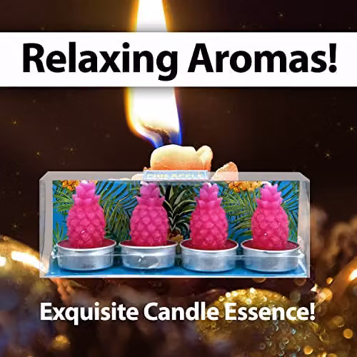 VFM e-Store Tropical Pineapple Scented Tealight Wax Candles, 4 Pack, Pink – 5