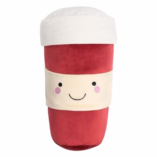 OHS Coffee Cup Shaped Velvet Throw Pillow in Red, W: 24 cm, H: 34 cm – 1