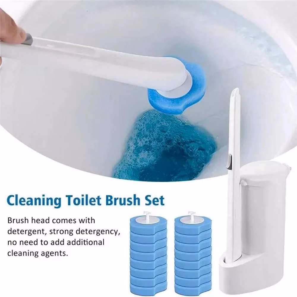 PAWNORA 16-Piece Disposable Freestanding Toilet Brush and Holder Set in White – 2