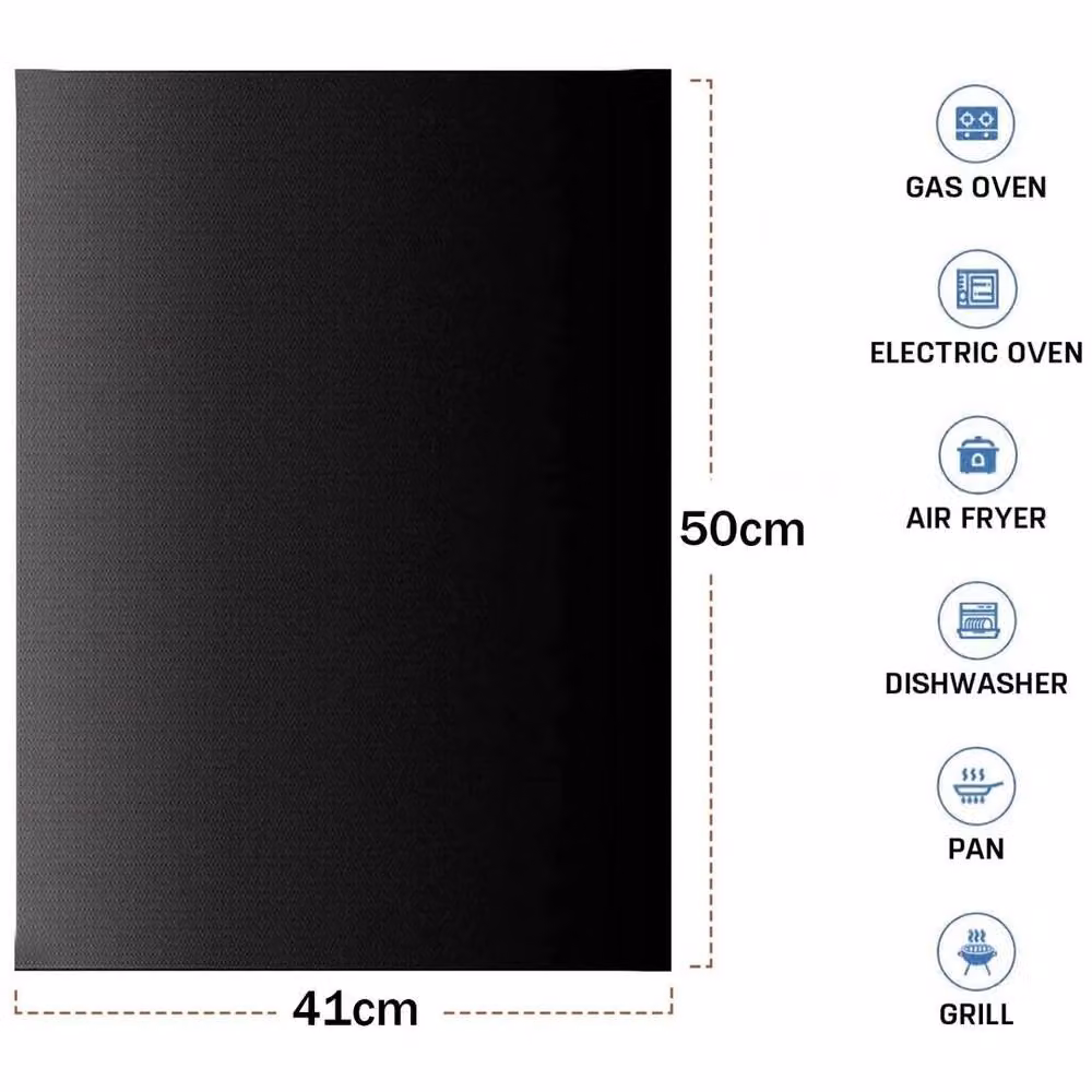 VOGREX Heavy Duty Non-Stick Fiberglass Oven Liner Protector Mat, Black, W/D/H: 50 x 40 x 40 cm – 2
