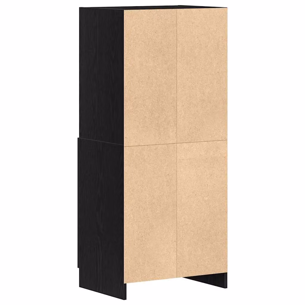 Berkfield Home Modern Black Matt Kitchen Tall Unit with Hinged Doors and Internal Shelves, W/D/H: 57 x 41.5 x 131.5 cm – 2
