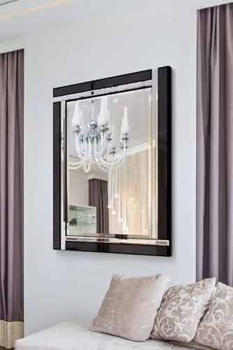 MirrorOutlet Modern Black Rectangular Glass Wall Mirror W: 70 cm, H: 100 cm, D: 2 cm