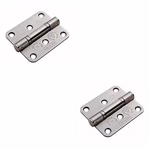 Loops 2 Pack of Ball Bearing Hinges in Brushed Satin Stainless Steel, W/D/H: 76 x 67 x 2.5 mm