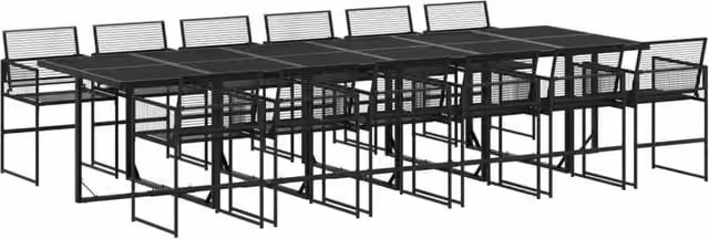 Berkfield Home 13 Piece Black Poly Rattan Garden Dining Set