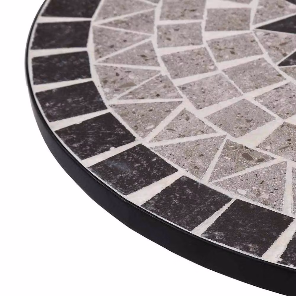 Berkfield Home Mosaic Bistro Table in Grey Ceramic and Metal, Diameter: 61 cm – 3