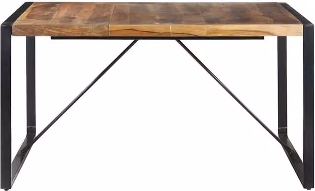Berkfield Home Square Dining Table in Brown Solid Wood with Sled Base, W/D/H: 140 x 140 x 75 cm