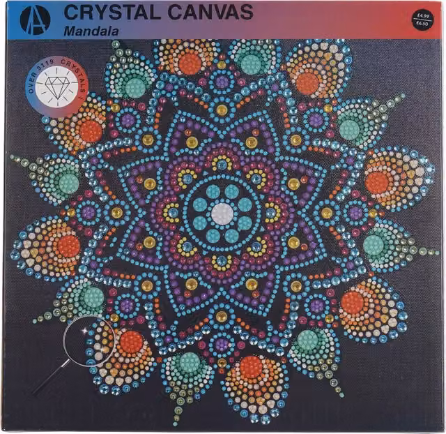 Art Studio Mandala Crystal Geometric Canvas in Multicolour Boho Textile