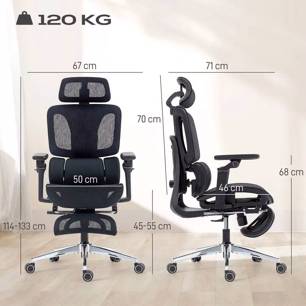PAWNORA Ergonomic Fabric Office Chair in Black with Headrest and Seat Depth Adjustment – 2