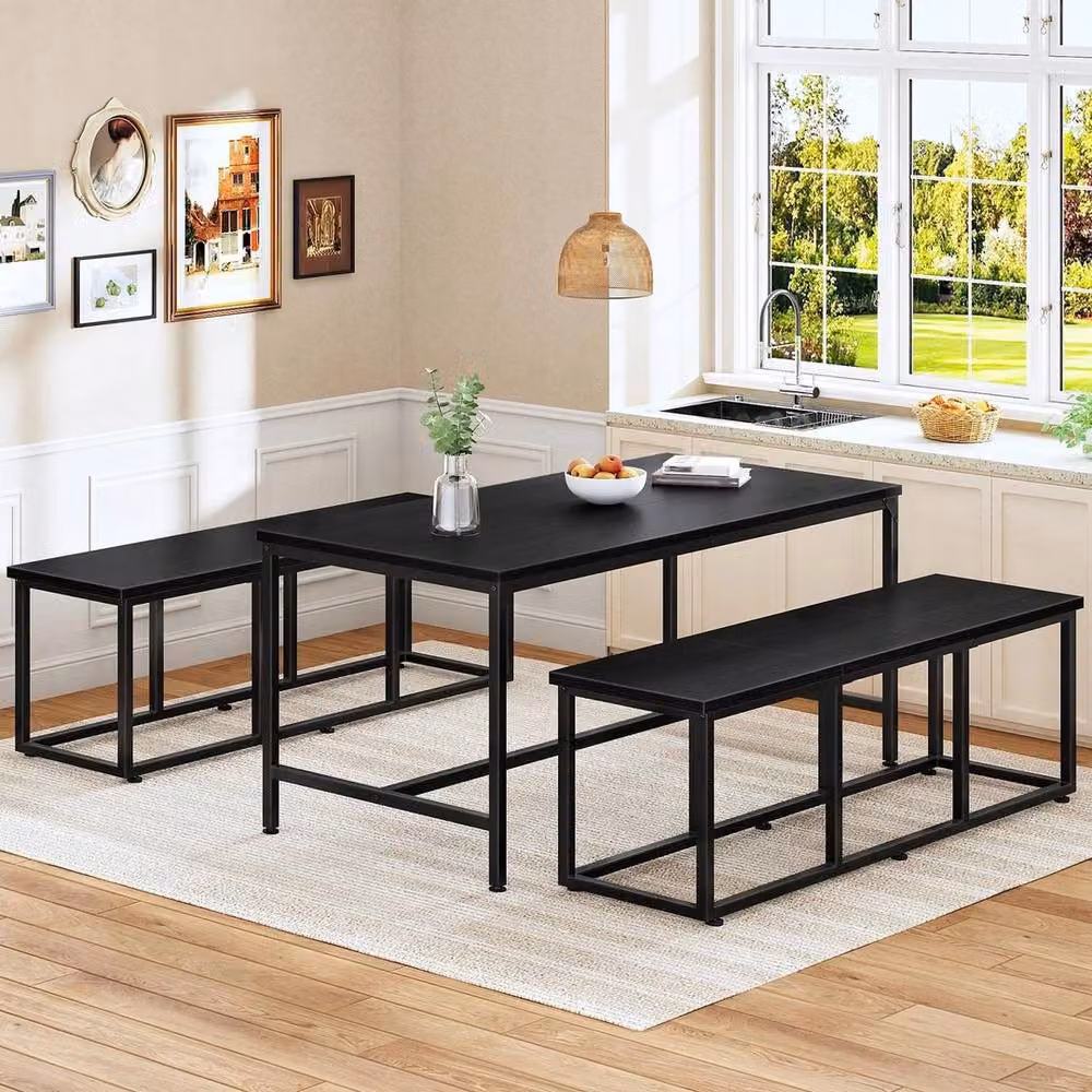 FORGEVIO Industrial Dining Bench in Black, W/D/H: 120 x 30 x 46 cm – 3