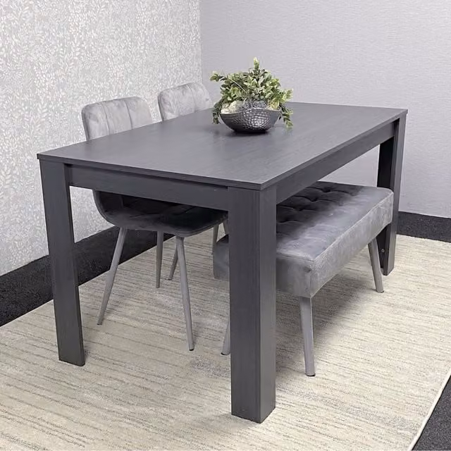 Kosy Koala Arrow Modern Rectangular Dining Table Set with Bench and Chairs in Charcoal Grey