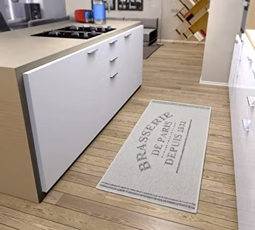 Hanse Home Brasserie de Paris Flatweave Polypropylene Kitchen Runner Rug, Grey, W: 62 cm, L: 150 cm