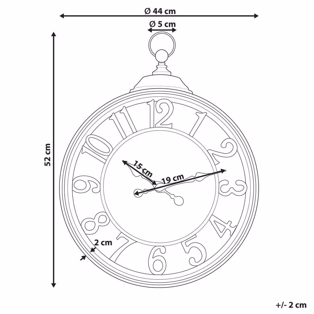 Wyld and Coco Black Round Analog Wall Clock with Diameter: 52 cm – 4