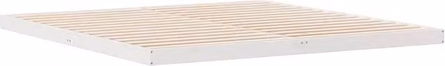 Berkfield Home White Lacquered Solid Pine Floor Bed Frame W/D/H: 180 x 200 x 220 cm