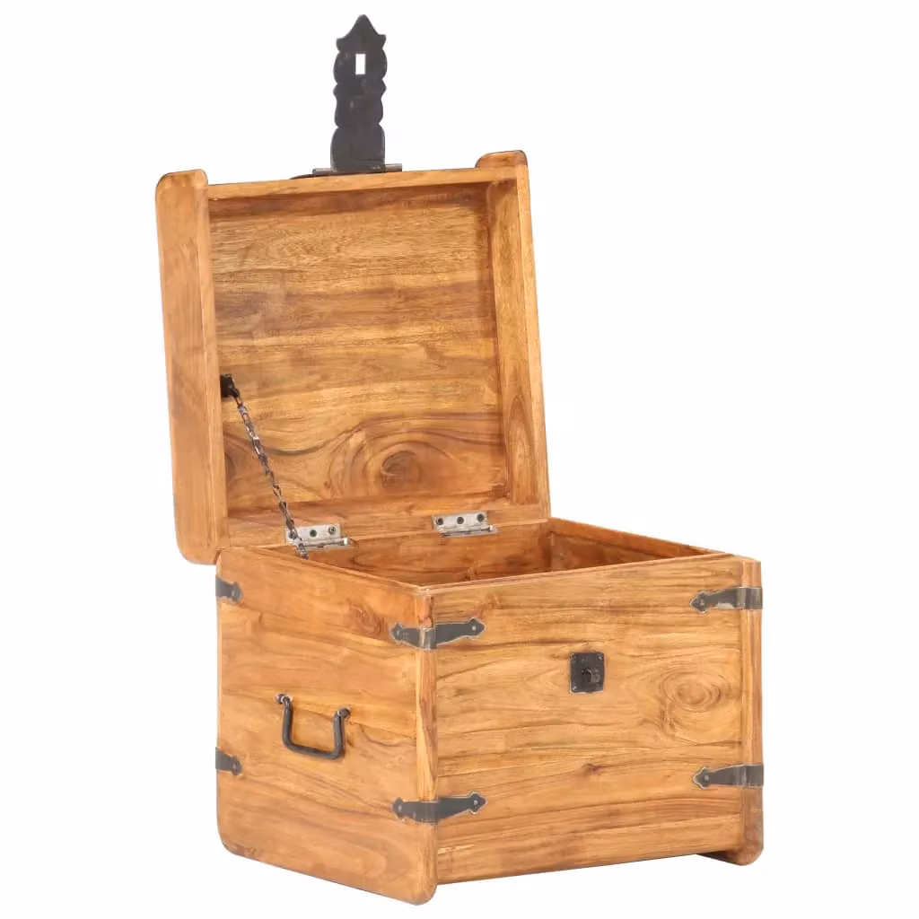 Berkfield Home Rustic Acacia Wood Chest in Brown, W/D/H: 40 x 40 x 40 cm – 2