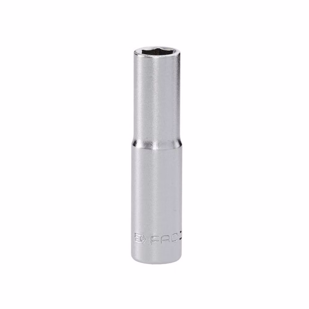 Facom 1/4in Drive 6-Point Deep Socket 7mm in Silver Chrome Vanadium Steel – 2