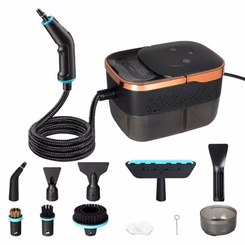 Spector Handheld Steam Cleaner in Black and Transparent with 1.6L Tank and Digital Display